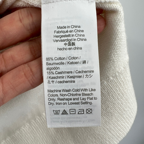 J. Crew Cotton Cashmere Pullover Sweatshirt in Ivory AY829 - Picture 8 of 10